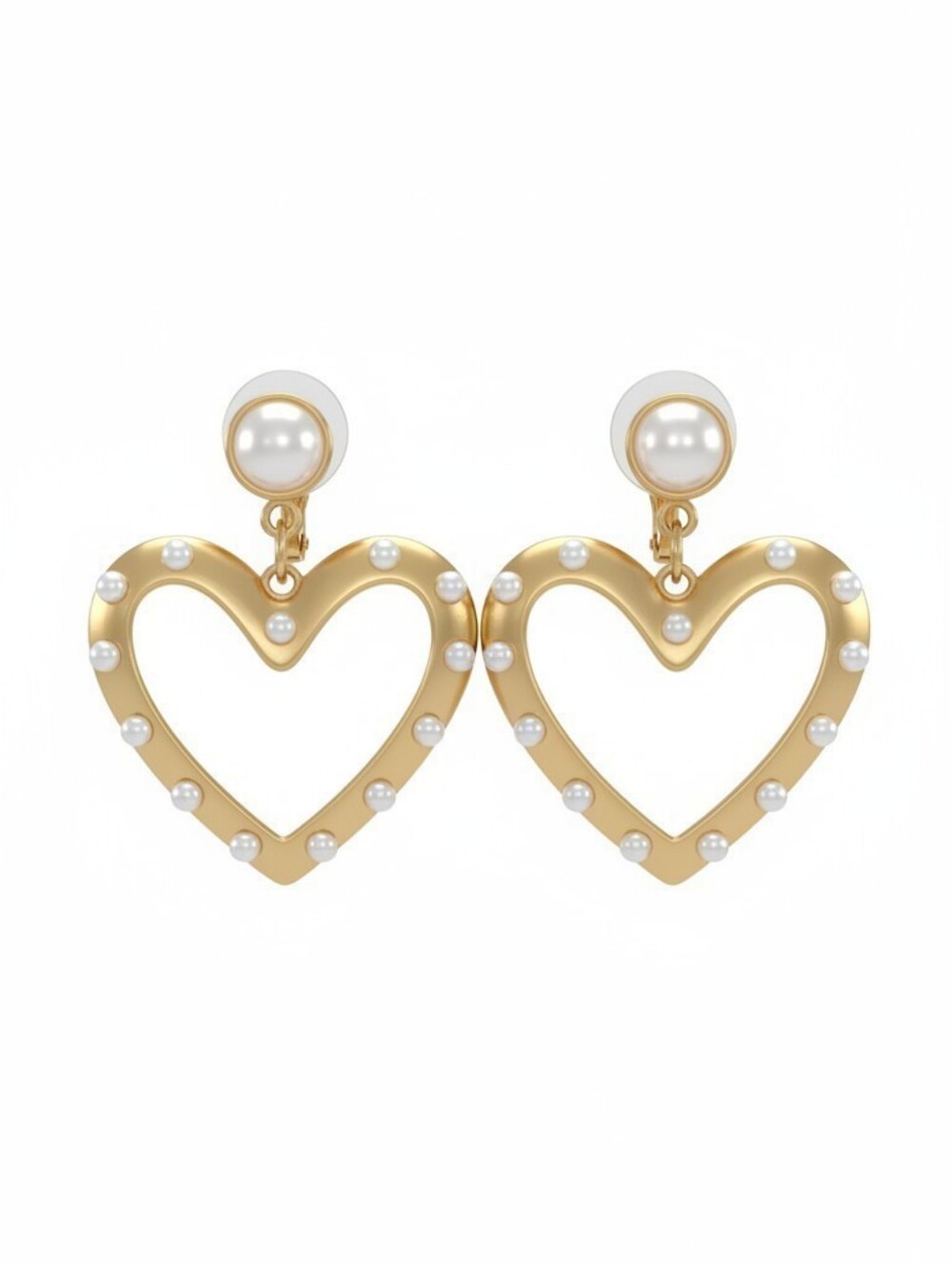 Sassified Boutique Nwt Gold Pearl Heart Drop Earrings - Classic Women Jewelry